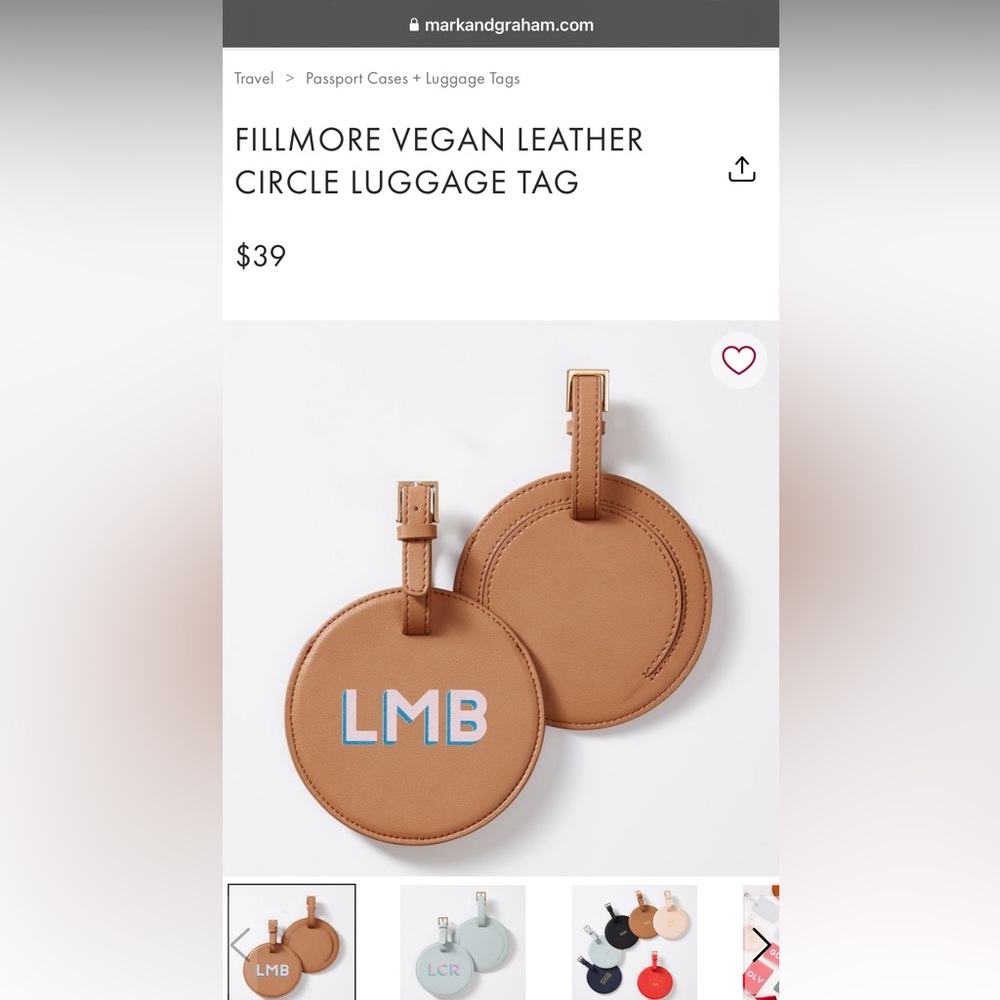 Fillmore Vegan Leather Circle Luggage Tag